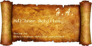 Hübner Achilles névjegykártya
